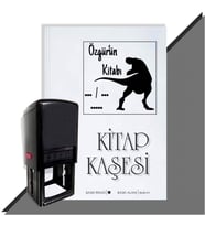 Kişiye Özel  Dinazor Silüeti 4 Tarihli Kitap Kaşesi (Siyah)