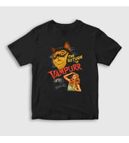 Presmono Unisex Çocuk Siyah Vampurr Vampir Hediye Kedi Kedili T-Shirt 483078tt