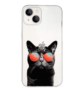 PrintiFy Apple  iPhone 13 ile Uyumlu 1mm Slim Fit Kedi 3 050d Baskılı Şeffaf  Kılıf