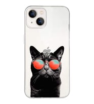 PrintiFy Apple  iPhone 13 ile Uyumlu 1mm Slim Fit Kedi 3 050d Baskılı Şeffaf  Kılıf