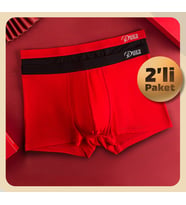 Eces Design MODAL yüksek hava geçirgenliği  Spor Antibakteriyel Kasık Izsiz Erkek Boxer 2 Parça 1004 (Siyah-Kırmızı)