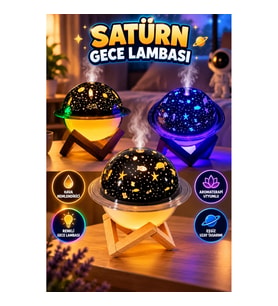 Aromaterapi Hava Nemlendirici Gece Lambası Satürn Uzay Model Oda Kokusu