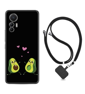 Xiaomi 12 Lite Kılıf Silikon Boyun Askılı İpli Desenli Silikon Aşık Avokadolar 1642