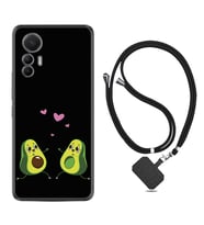 Xiaomi 12 Lite Kılıf Silikon Boyun Askılı İpli Desenli Silikon Aşık Avokadolar 1642