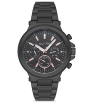 QUARK Qc-423Bk-1A METAL KASA ÇELİK KORDON MULTİFONKSİYON TAKVİMLİ ERKEK KOL SAATİ (Siyah)