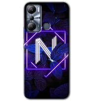 İnfinix Hot 20i Kılıf HD Desen Baskılı Kılıf - Dark Neon Yaprak N Harfi