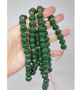 Yeşil Renk Sırlı Seramik Boncuk Dizi 10-12mm/23cm (54100)