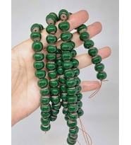 Yeşil Renk Sırlı Seramik Boncuk Dizi 10-12mm/23cm (54100)