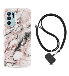 Oppo Reno 6 Kılıf Resimli Boyun Askılı İpli Desenli Silikon Colorfull Marble 2 1389