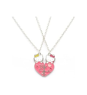 Hello Kitty Best Friends bff Arkadaşlık Çift Kolye 2 adet (Gümüş)