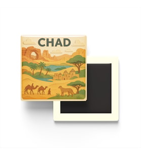 Çad - Chad - Paper Cut Art - Baskılı Buzdolap Magneti Kare - 9x9 cm