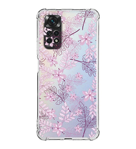 Xiaomi Redmi Note 11s Kamera ve Köşe  Korumalı Antishock Kapak Floral Pudra Tasarımlı Şeffaf Kılıf