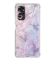 Xiaomi Redmi Note 11s Kamera ve Köşe  Korumalı Antishock Kapak Floral Pudra Tasarımlı Şeffaf Kılıf