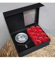 Romantik Gül ve İstiridye İnci Kolye Seti