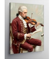 Kanvas Tablo Keman Çalan Mozart Figürü