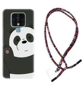 Tecno Camon 16 18P Pova Kılıf Boyun Asklı Rasta Silikon Hello Panda 1709