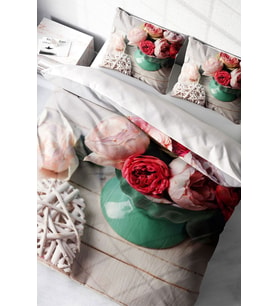 Nevresim Takımı %100 Doğal Pamuk Çift Kişilik 3d Digital Rose Love