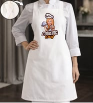 BK Gift Kişiye Özel Karikatürlü Çapraz Askılı Beyaz Mutfak Önlüğü - 2, Aşçı Önlüğü, Şef Önlüğü, Anneye Hediye