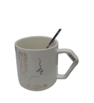 GFTPNT Porselen Kupa Bardak Mug Hediyelik Ürün Tekli Metal Kaşıklı Love Aşk
