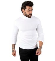 DeepSEA Erkek Beyaz Slim Fit Balıkçı Yaka Düz Kazak Boğazlı Yaka Triko 2002292