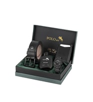 Polo Air Takvimli Erkek Kol Saati Otomatik Cüzdan Kemer Parfüm Seti Siyah Renk PL-7081E1