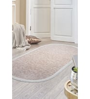 Dijidekor Halı Vizon Elit Yıkanabilir Saçaklı Oval Kesme İnce Yolluk Kilim Salon Halısı Modelleri (Açık Vizon)