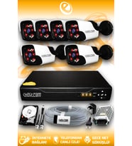 ELITCAM 6 Kameralı Panda 6 Dış Kamera Set 320 GB HDD Full HD Gece Görüşlü Güvenlik Kamerası Sistemi