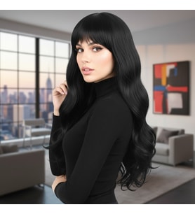 Kahküllü Uzun Dalgalı Fiber Sen Peruk / Siyah