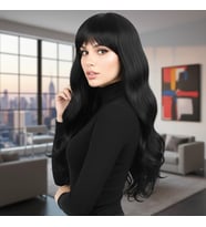Kahküllü Uzun Dalgalı Fiber Sen Peruk / Siyah