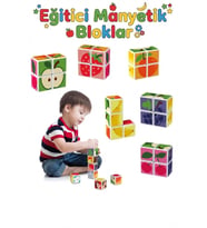 Eğitici Manyetik Küpler - Mıknatıslı Zeka Blokları - 4 Parça Meyve Temalı 3 Boyutlu Puzzle