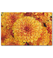 Cakapuzzle Turuncu Yıldız Çiçekleri Puzzle Yapboz MDF (Ahşap) (120 Parça)