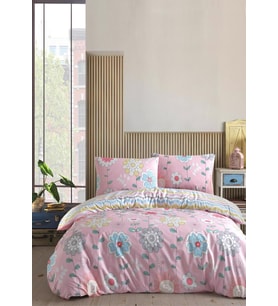 Ranforce Çift Kişilik Nevresim Seti Camellia Pembe