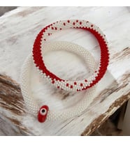 Chichibeads Kırmızı Nazar Boncuklu ve Kızmızı Desenli Set Bayan Bileklik