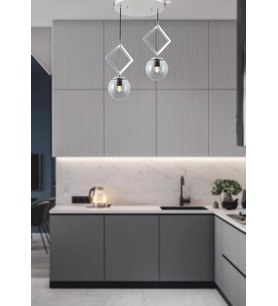 TT015-2 KR TT Aydınlatma Krom Kaplama Füme Camlı 2 li Avize