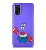 Realme 7 Pro Soft Premier Kapak Bay Yengeç Tasarımlı Silikon Kılıf - Mor (Şeffaf)