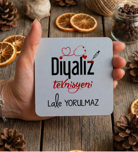 Kişiye Özel Diyetisyen Teknisyeni Bardak Altlığı Tıp Bayramı Hediyesi (Beyaz)