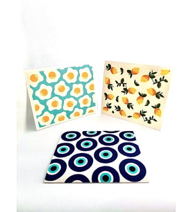 Swedish Dishcloth İsveç Bezi Renkli Desenli 3'lü Paket, Sürdürülebilir, Tekrar Kullanılabilir, Tüm Yüzeylere Uygulanabilir, Makinede Yıkanabilir