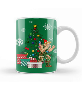 Guile Around The Christmas Tree Street Fighter Kupa Bardak Porselen