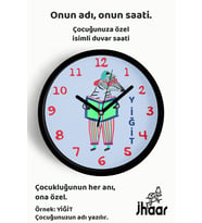 İsme Özel Kitap Okuyan Artist Zebra Çocuk Odası Duvar Saati Orta Boy 30 cm Siyah Camlı Sessiz
