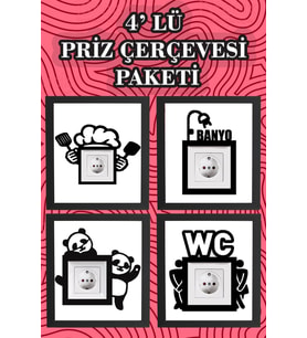 4'lü Priz Çerçevesi Tüm Ev Paketi Siyah Lazer Kesim Dekorasyon Ürünü Numa Concept