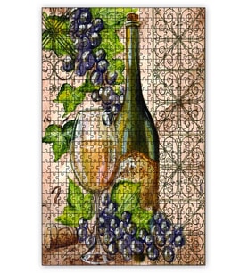 Cakapuzzle Beyaz Şarap Üzüm Kadeh Görseli Puzzle Yapboz MDF (Ahşap) (120 Parça)