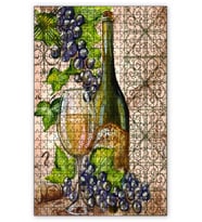 Cakapuzzle Beyaz Şarap Üzüm Kadeh Görseli Puzzle Yapboz MDF (Ahşap) (120 Parça)