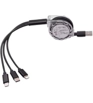 0260 Usb To Type-C Micro Usb Lightning Çoklu Şarj Kablosu Universal Makaralı 3'ü 1 Arada