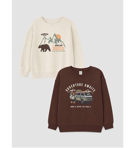 LCW Kids Kahverengi Baskılı Erkek Çocuk Kalın Sweatshirt