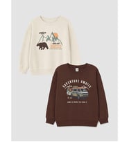 LCW Kids Kahverengi Baskılı Erkek Çocuk Kalın Sweatshirt