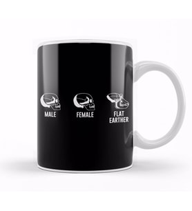 Male Female Flat Earther Skulls Flat Earth Kupa Bardak Porselen