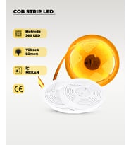 12V COB Şerit Led Amber Işık  - Metrede 360 Led - 5 Metre