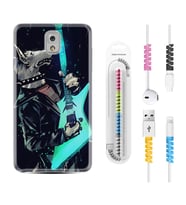 Samsung Note 3 4 5 8 9 20 Ultra 10 Lite Kılıf Kablo Koruma Spiral Silikon Dog Guitar 1789