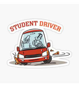 Arabada Acemi Şöför var  Sticker Yapıştırma 19CM md3