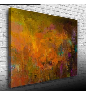 Sarı ve Yeşil Tonlarda Soyut Yağlıboya Kanvas Tablo 50 x 70